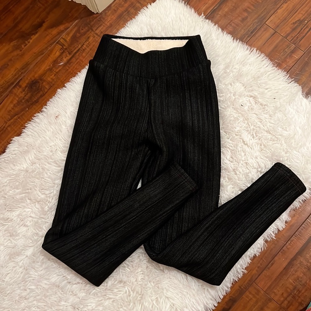 Sherpa Lined Dark Black Denim Jeggings